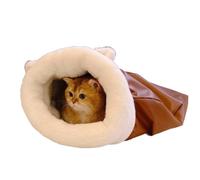 IRIRI Adorable Cat Cave Bed Cozy Faux Leather Pet Nest with Plush Lining Warm Hiding Place Easy To Clean with Fun Ear Design(60 * 50CM)