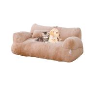 IRIRI Calming Pet Sofa,Calming Dog Bed Fluffy Plush Pet Sofa,PP Cotton Removable Washable Pet Sofa for Indoor Cats(Brown,XXL)
