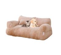 IRIRI Calming Pet Sofa, Soft Calming Cat Sofa Beds, Washable Soft Fluffy Plush Pet Couch Bed, Dog Bed for Small Medium Dogs(Brown,M)
