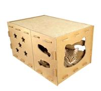 IRIRI Collapsible Cat Cardboard House: Scratching Surface, Multiple Holes & Indoor Hideout