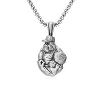 IRIRI Men’s Hip Hop Necklace with Gorilla Pendant - Pure Tin Square Pearl Chain, Adjustable 60+5cm Unisex Jewelry for Gym, Streetwear & Couple Gifts