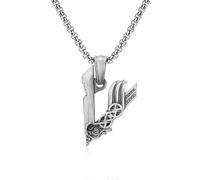 IRIRI Men’s Hip Hop Necklace with Punk Pendant - Pure Tin Square Pearl Chain, Adjustable 60+5cm Unisex Jewelry for Streetwear, Parties & Couple Gifts