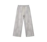 IRIRI Men's Vintage Washed Fleece-Lined Joggers, Distressed Wide-Leg Lounge Pants (S-2XL)(Grey,S)