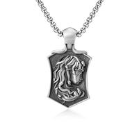 IRIRI MenShield Gothic Medusa Necklace for Men & Women, Pure Tin Snake Pendant & Adjustable Box Chain, Hip Hop Amulet for Autumn Sweaters & Streetwear