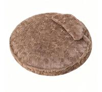 IRIRI Plush Round Cat Bed, Cozy Fluffy Pet Bed with Cute Bunny Design, Soft Comfortable Nest for Cats Kittens, Cuddler Bed for Indoor Pets(Dark brown,L)