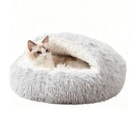 IRIRI Plush Semi-Enclosed Cat Bed Indoor Dog Soft Cats Bed Comfortable Pet Home Rest and Sleep Gift(Grey,L)