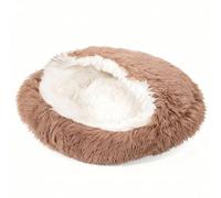 IRIRI Plush Semi-Enclosed Cat Bed Indoor Dog Soft Cats Bed Comfortable Pet Home Rest and Sleep Gift(Khaki,M)