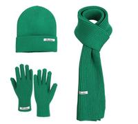 IRIRI Women's Winter Beanie Scarf Gloves Set - Thermal Knit Trio with Touchscreen Gloves, Unisex Cold-Weather Accessories(Green)