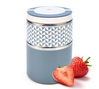 IRIS 8341-I Lunchbox Doble Thermo Solid Stainless Steel Double Wall Blue 0.900 L, Silicone