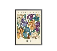 Iris Art Print, Flower Market Poster Wall art Decor, Botanical Floral Artwork for Bedroom, Bathroom, Living room Decoration (Iris, 11x14 inches + (Black Frame))