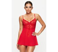 Ann Summers Iris Babydoll Set Lace Detail, Medium, Red - Made from lace and chiffon