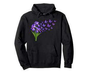 Iris Butterfly Flower Gardening Floral Pullover Hoodie