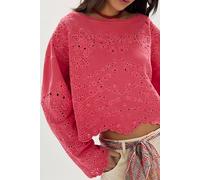 Iris Embroidered Sweatshirt at Free People in Melon Pop, Size: Medium - female