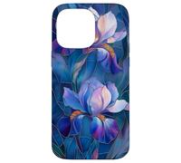Iris February Birth Flower Floral Stained Dark Blue Purple Case for iPhone 14 Pro Max