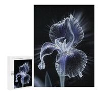 Iris Floral Art Puzzle 500 Pieces - Wooden Jigsaw Puzzle for Adults, Stunning Botanical Artwork, Precision Cut and Smooth Fit, Finished Size 21 x 15 Inches