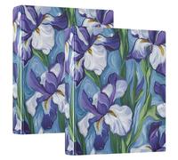 Iris Flower 3 D-Ring Binder A4 2 Pack with 200 Sheet for Kids School Supplies Women Men Office