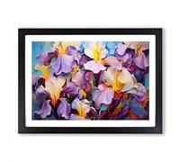 Iris Flower Abstract No.2 Framed Print | A2 Black Framed Wall Art | Ready to Hang | Abstract Floral Picture | Living Room Bedroom Lounge Office