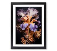 Iris Flower Baroque No.3 Framed Print | A2 Black Framed Wall Art | Ready to Hang | Baroque Floral Picture | Living Room Bedroom Lounge Office