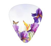 Iris Flower Butterfly 12 Pack Guitar Plectrums With Storage Case, 0.46/0.71/0.96mm, Including Thin, Medium Thick Guitar Plectrums For Electric Guitars Bass Ukulele