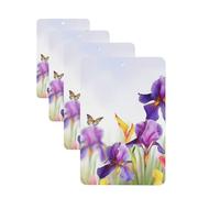 Iris Flower Butterfly Car Air Fresheners Cards 4 Pcs Hanging Fragrance Scented Cards Long-Lasting Car Aromatherapy Tablets for Wardrobe Bathroom Car Interior Mirror Pendant Gifts