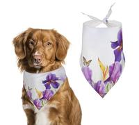 Iris Flower Butterfly Dog Bandana, Soft Breathable Pet Scarf, Personalized Dog Bib Kerchief for Small Medium Large Dogs Cats, Exquisite Pet Neckerchief for Daily Wear, Travel, Party