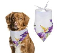Iris Flower Butterfly Dog Bandanas Adjustable Puppy Bandana Breed Bib Handkerchief Washable Triangle Pet Scarf Cat Dogs Kerchief Triangle Bibs Scarf for Small Medium Large Dogs
