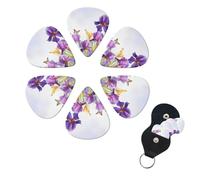 Iris Flower Butterfly Guitar Picks 5 Set（30PCS）, Celluloid Plectrums with Guitar Pick Holder, Abstract Art Pics Personalized Custom Guitar Picks for Bass, Acoustic Electric Guitars 0.46mm