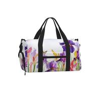 Iris Flower Butterfly Gym Duffle Bag with Shoe Compartment Travel Weekender Overnight Bag Waterproof Sports Gym Bag with Shoulder Strap
