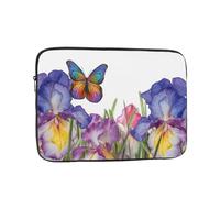Iris Flower Butterfly Laptop Case 12 inch, TSA Laptop Sleeve Shockproof Protective Notebook Case Water Resistant Computer Carrying Cover Briefcase Handbags Men Women Computer Bag