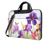 Iris Flower Butterfly Laptop Case 13 inch Shockproof Protective Notebook Case Portable Laptop Bag Waterproof Briefcase Bag for Men Women