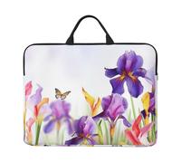 Iris Flower Butterfly Laptop Case 14 Inch Laptop Sleeve Computer Carrying Bag Shockproof Protective Notebook Case Portable Laptop Bag Waterproof Briefcase Bag for Men Women