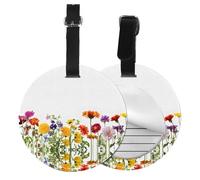 Iris Flower Butterfly Print 1/2pcs Luggage Tags,Round Leather Travel Suitcase Labels with Privacy Name Address Card