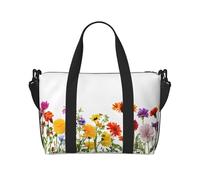 Iris Flower Butterfly Print Gym Bag for Women, Weekender Overnight Bag,Personal Item Bag, Shoulder Bag for Women Men,One Size