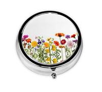 Iris Flower Butterfly Print Pill Box for Pocket Round Pill Box 3 Compartment Decorative Portable Travel Pill Holder Tablet Vitamin Organizer Mini Pill Case(2pcs)