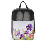 Iris Flower Butterfly Shoe Bags for Travel Waterproof Shoe Organizer with Zipper & Handle Lightweight Portable Shoe Pouch for Men Women Sports Soccer Cleats Storage Bag