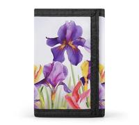 Iris Flower Butterfly Wallet,Credit Card Holder,Three-fold Wallet for Passport Covers, Purse Passport Bag for Men Women