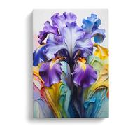 Iris Flower Colour Field Art No.2 Canvas Print | Gallery Wrapped 30mm Frame Wall Art | 30x20 inches | Ready to Hang | Contemporary Floral Picture | Living Room Bedroom Lounge Office