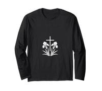 Iris Flower Cross Christian Faith Symbol Art Long Sleeve T-Shirt