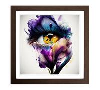 Iris Flower Double Exposure Framed Print | 18x18 Inch Walnut Framed Wall Art | Ready to Hang | Modern Floral Picture | Living Room Bedroom Lounge Office