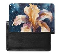 Iris Flower Image Passport Holder Passport Cover Protector Essentials with Credit Card Slots for Women Men