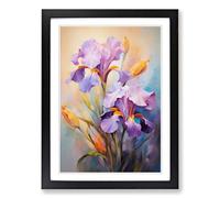 Iris Flower Impressionism Framed Print | A2 Black Framed Wall Art | Ready to Hang | Impressionist Floral Picture | Living Room Bedroom Lounge Office