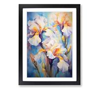 Iris Flower Impressionism No.4 Framed Print | A2 Black Framed Wall Art | Ready to Hang | Impressionist Floral Picture | Living Room Bedroom Lounge Office