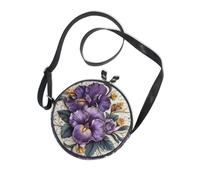 Iris Flower Pattern Victorian Style Round Cross Body Purse for Women Comfort with Adjustable Strap Women's Shoulder Handbags Walk the dog Canvas Messenger Purse