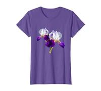 Iris Flower Purple and White Iris Botanical Flower T-Shirt