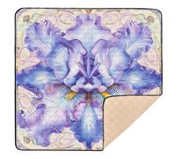 Iris Flower Purple Art Large Non-Slip Baby Playmat for Floor 1-Piecing Tummy Time Activity Mat for Babies Infants Toddlers, 50'' x 50''