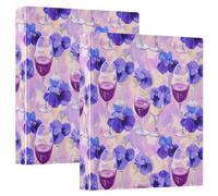 Iris Flower Wine 3 D-Ring Binder A4 2 Pack with 200 Sheet for Kids School Supplies Women Men Office