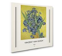 Iris Flowers In A Vase By Vincent Van Gogh Exhibition Museum Classic Painting Canvas Wall Art Print Ready to Hang, Framed Picture for Living Room Bedroom Home Office Décor, 20x20 Inch (50x50 cm)