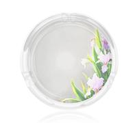 Iris flowers in full bloom Printed round glass ashtray - ideal decoration for home and office