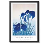 Iris Flowers Japanese Woodblock Print, Modern Poster Japan Wall Art Exhibition, Ukiyo-e Bedroom Home Decor, A3 (Black Frame) - 45x32.8cm
