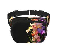 Iris flowers Pattern trendy fashionable waist bag, unisex travel sports messenger bag